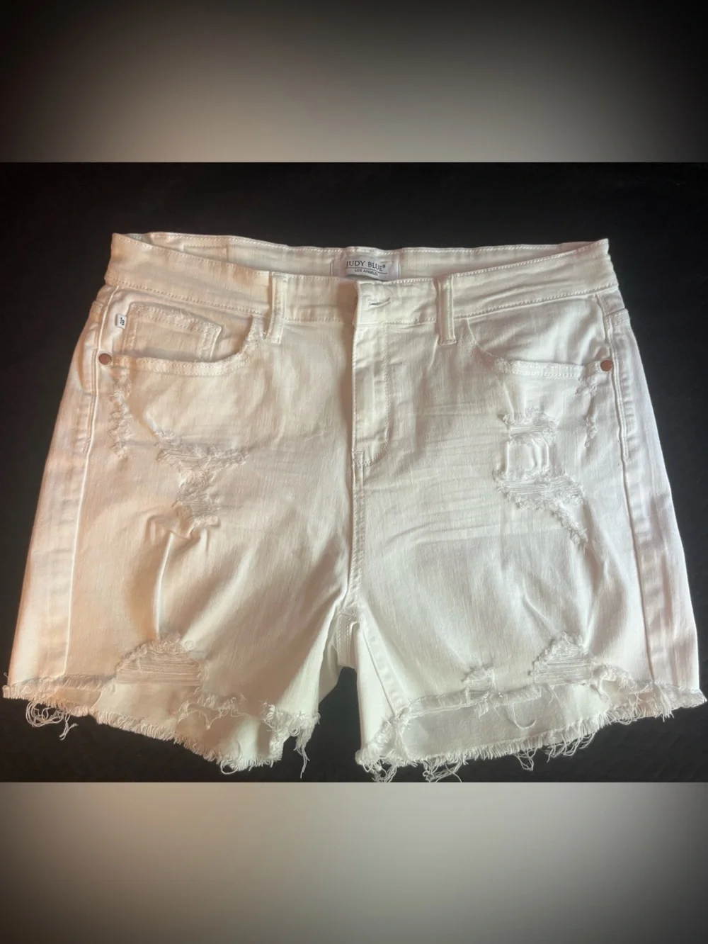 Judy Blue White Distressed Denim Jean Shorts
